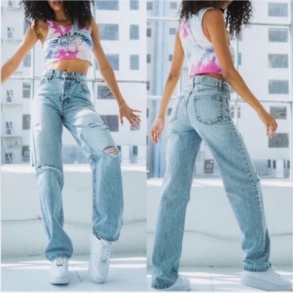 Revice Super 80s High Rise Distressed Straight Leg Jeans